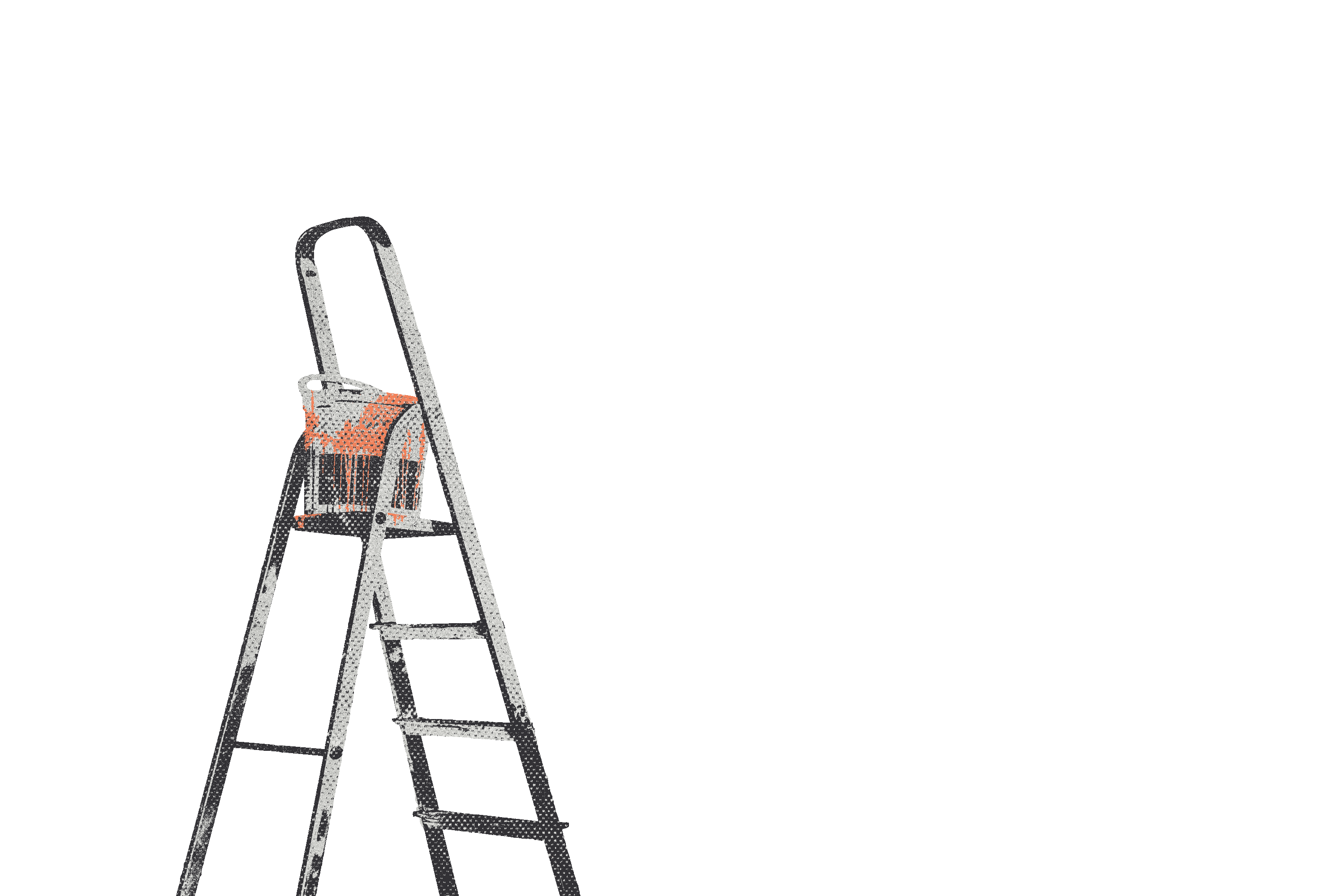 ladder with paint can