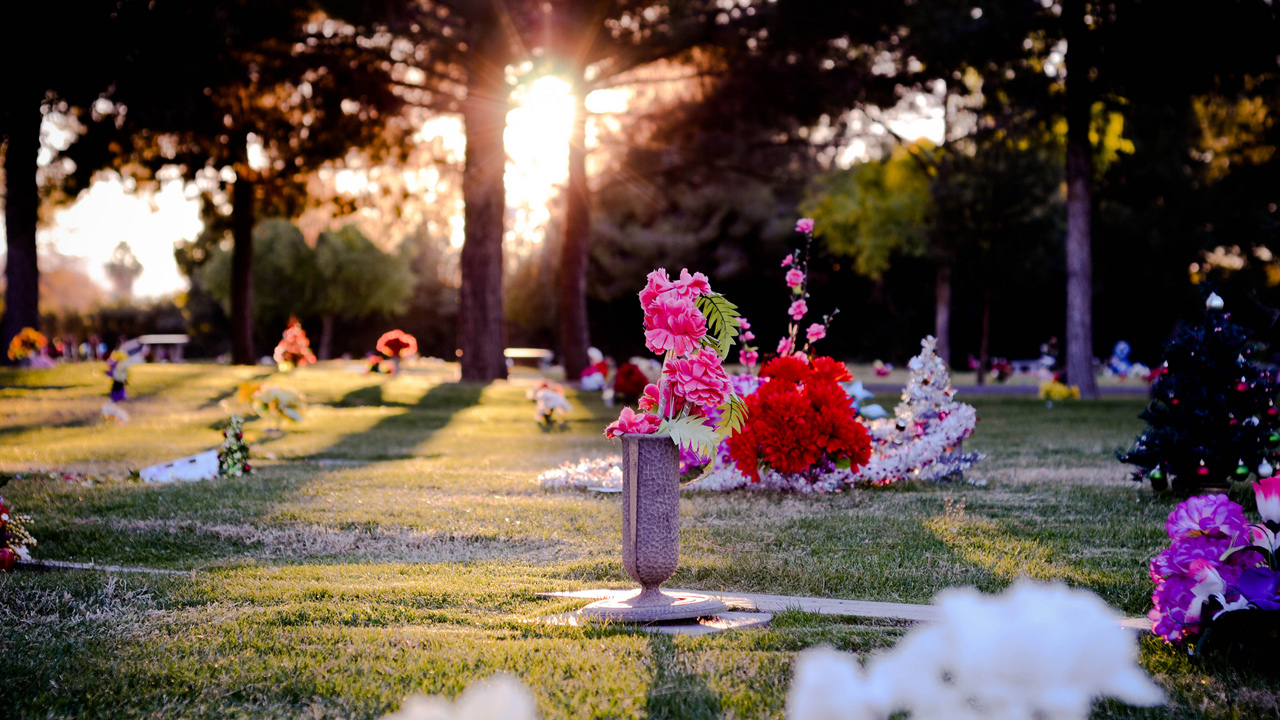 cemetery with flowers