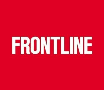 FRONTLINE with a red background